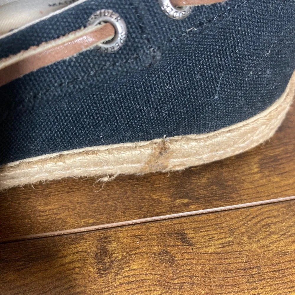 Sperry Top-Sider Womens Black Canvas Espadrille Boat Shoes‎ 9835117 Size 6.5M